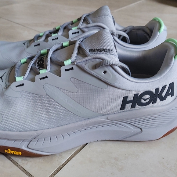 HOKA One - Men's Trasport - Gray/Lime Frost - Running Shoes - Size 13 - Picture 11 of 12